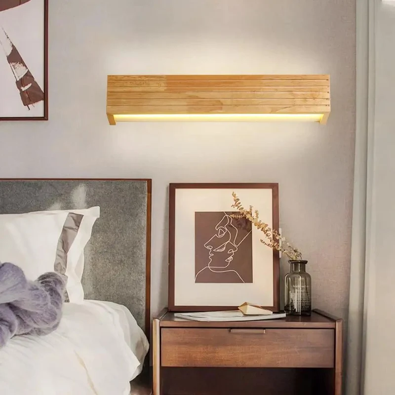 Slick Hardwired Wood Wall Sconce With Smooth Acrylic Diffuser For Modern Minimalist Vanity Lighting And Chill Homey Glow Across Living Room Bedroom Or Hallway 55cm Sharp Look