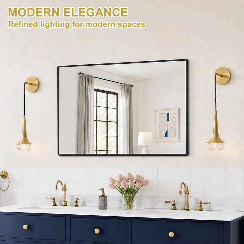 Slick Brushed Brass Wall Sconce With Clear Ribbed Glass Shade Modern Hardwired Wall Lamp For Bathroom Vanity Bedroom Home Setup And Living Room Glow Up