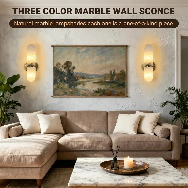 Built Different Alabaster Wall Sconces In Sleek Gold Brass Finish, Dual Cylinder Marble Shades, 13 Inches Tall, Bulb Included, Adds Instant Vibe And Zero Hassle Setup Today