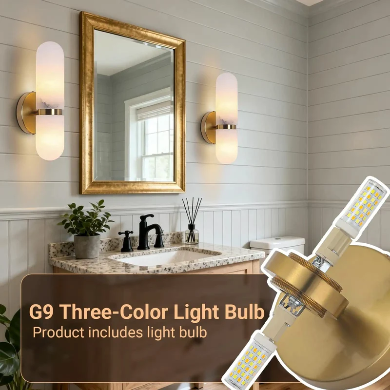 Built Different Alabaster Wall Sconces In Sleek Gold Brass Finish, Dual Cylinder Marble Shades, 13 Inches Tall, Bulb Included, Adds Instant Vibe And Zero Hassle Setup Today