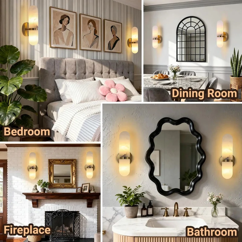 Built Different Alabaster Wall Sconces In Sleek Gold Brass Finish, Dual Cylinder Marble Shades, 13 Inches Tall, Bulb Included, Adds Instant Vibe And Zero Hassle Setup Today