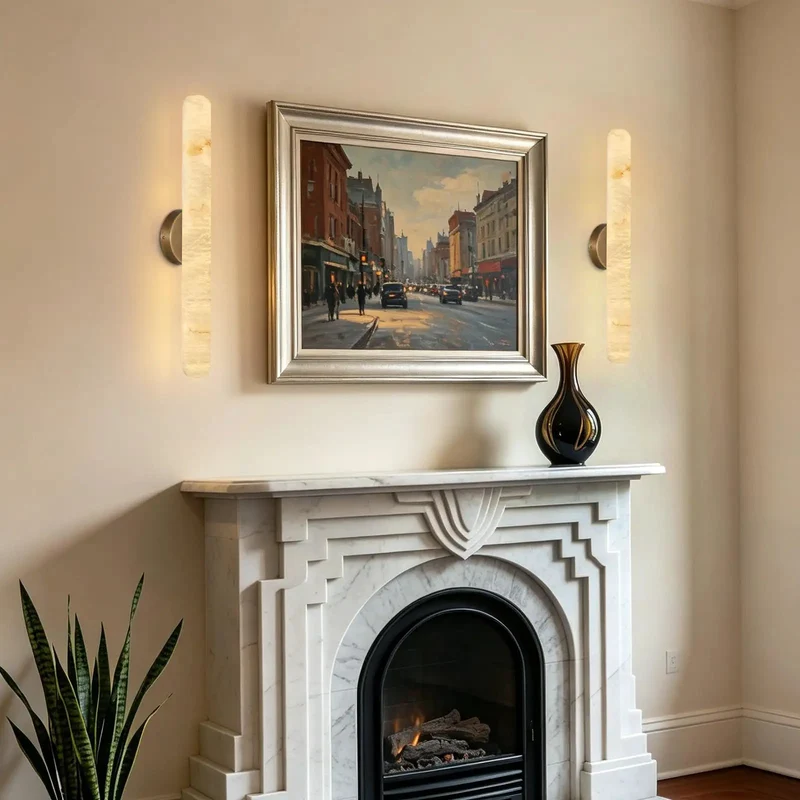 Elegant Alabaster Wall Sconce With Warm Brass Body Delivers Solid Ambient Glow And A Chill Vibe For Bedrooms Living Spaces Or Hallways Standing 24 Inches Tall This Modern Fixture Lights Up Any Room And Has Dope Accent Lighting