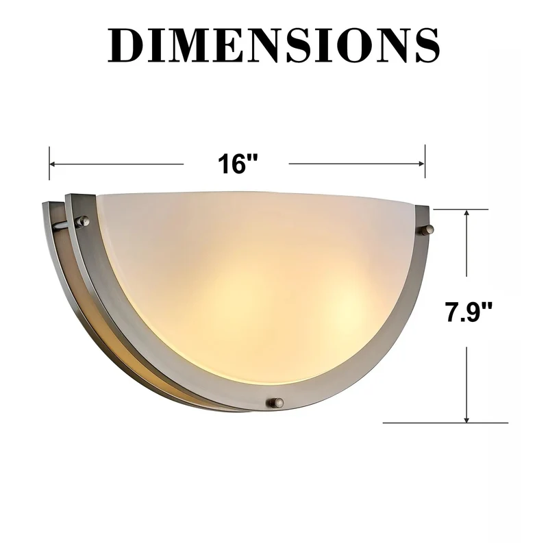 Half Moon Two Light Indoor Wall Sconce With Brushed Nickel Steel Frame And Frosted Acrylic Shade Delivers A Smooth Diffused Glow That Seriously Levels Up Your Space For A Fresh Chic Vibe Upgrade