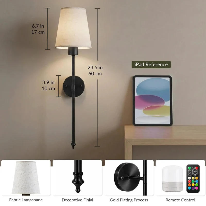 Black Battery Operated Wall Sconces Set Of Two With RGBWW Remote Dimming Super Quick Wireless Mounting Straight Forward Setup Zero Wiring Hassles Lowkey Amazing Ambient Glow Upgrade For Home