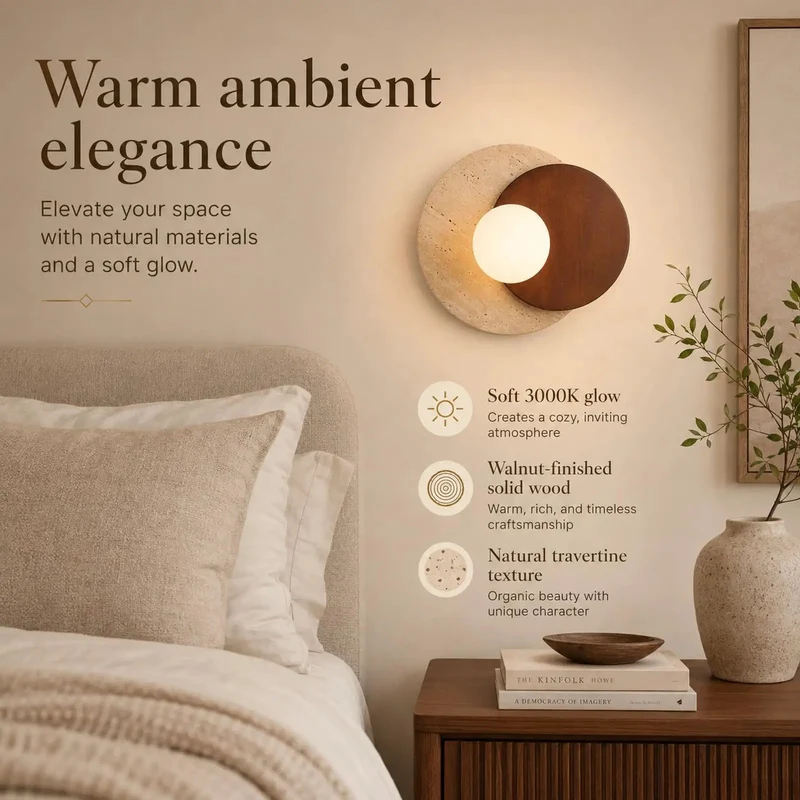 Handcrafted Japandi Wall Sconce With Milk Glass Globe Natural Yellow Travertine And Solid Wood Hardwired Light Fixture Chill Wabi Sabi Vibes Fresh Home Decor Dope Finish Lighting For Smooth Modern Spaces