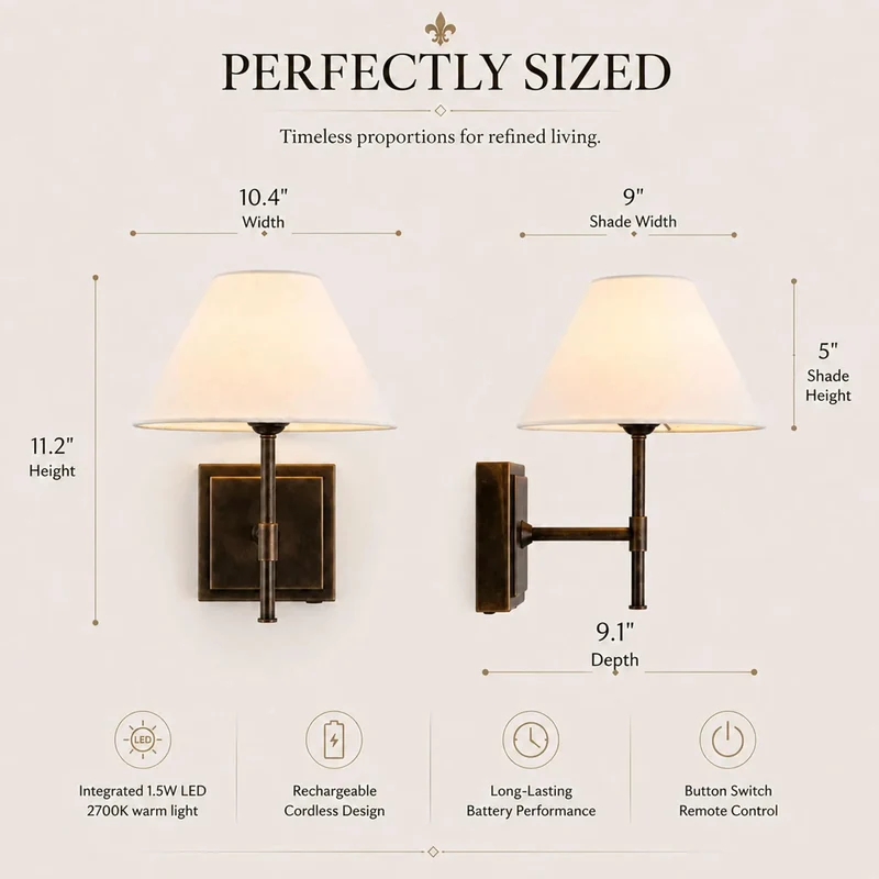 Easy Breezy Cordless Wall Sconce With Slick Weathered Bronze Finish And Soft White Fabric Shade For Prime Modern Farmhouse Vibes And Smooth Plug Free Room Lighting