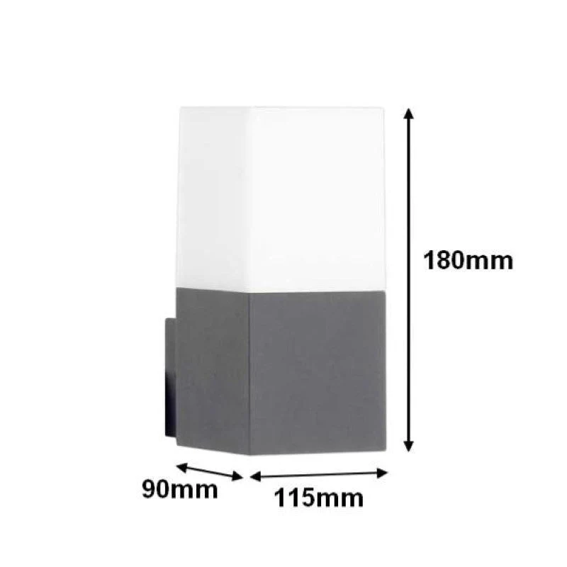 Applique Murale Grise LED IP44 Alu pour ampoule E27