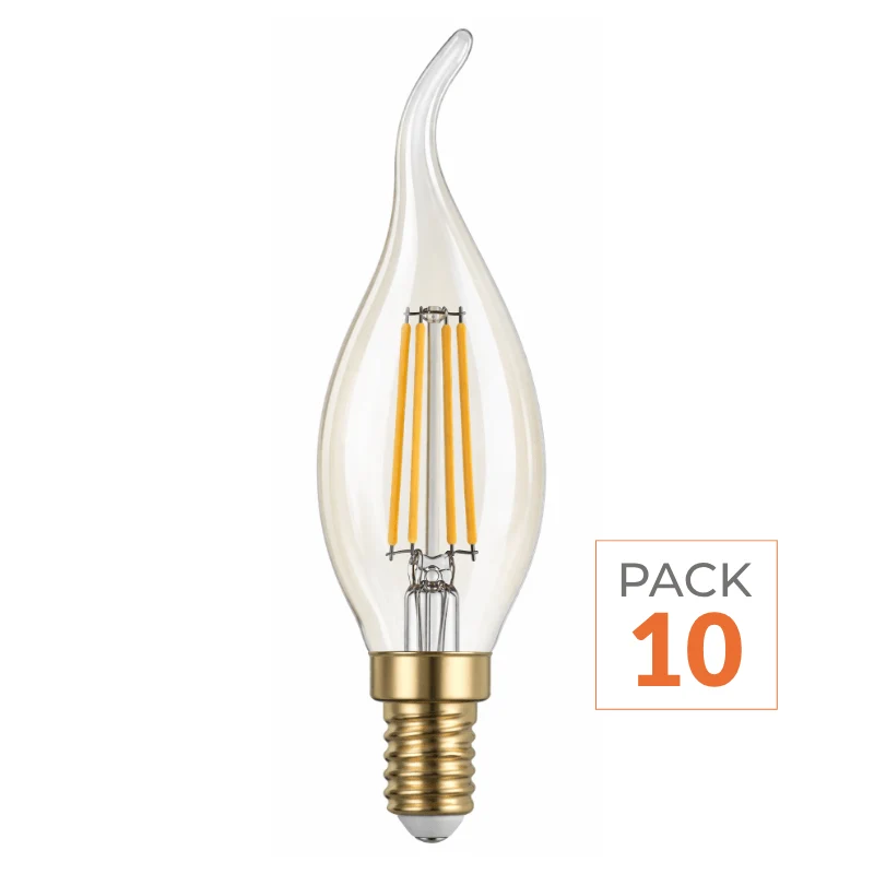 Ampoule LED E14 Flamme Filament 4W T35 - Pack de 10