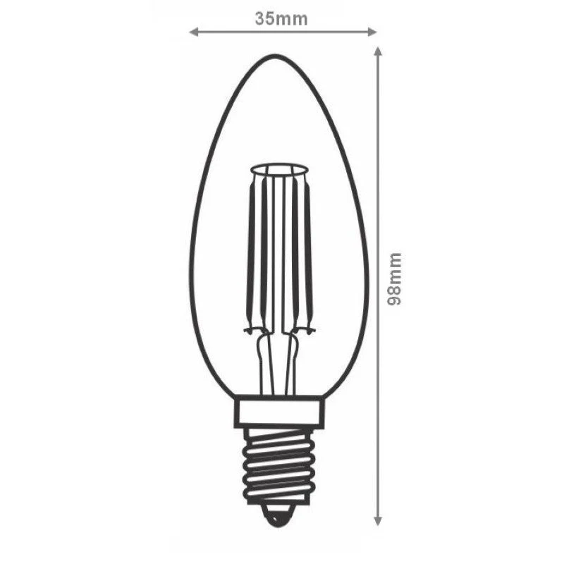 Ampoule LED E14 Filament 4W C35 Bougie - Pack de 10
