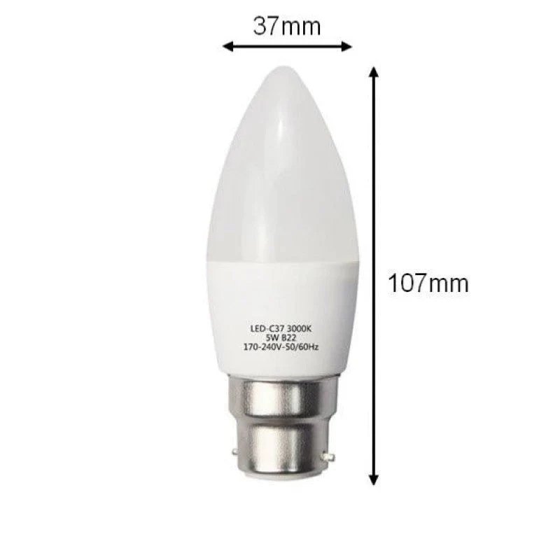 Ampoule LED B22 6W 220V C37 180°