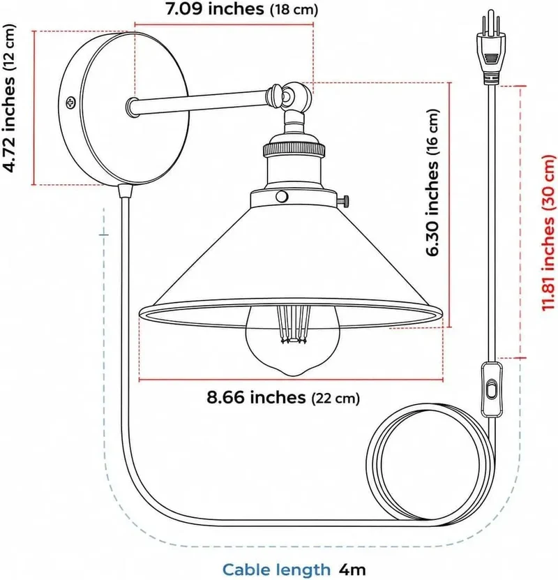 Smooth Chrome Plug And Play Wall Sconce With Adjustable Cone Shade And E26 Socket Perfect For Bedroom Or Living Room Reading Nook Dropping Straight Up Industrial Lighting Vibes On Your Walls