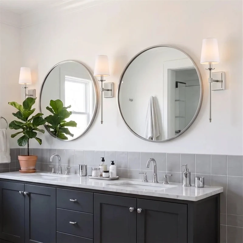 Sharp Lines 20 Inch Mid Century Modern Wall Sconce Featuring Smooth Brushed Nickel Finish And Clean White Conic Linen Shade Total Game Changer For Bathroom Vanity Lighting Or Room Accent Pack Of Two