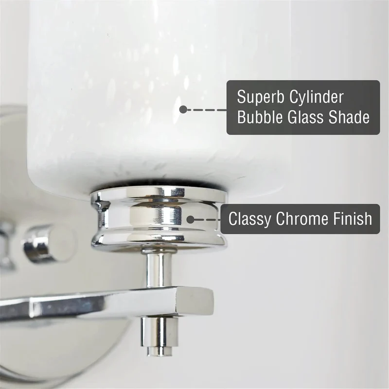 Top Shelf Eight Inch Modern Industrial Wall Sconces With Polished Chrome Finish And Frosted Seeded Glass Bubble Shades To Level Up Your Powder Room Or Vanity Setup Pack Of Two