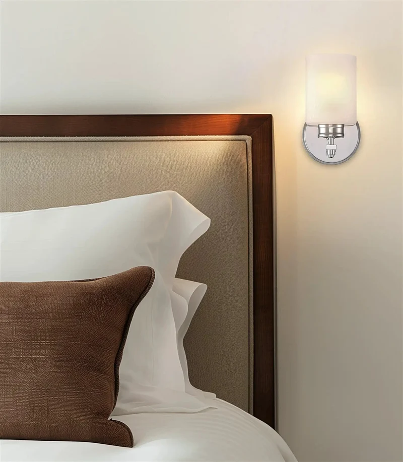 Top Shelf Eight Inch Modern Industrial Wall Sconces With Polished Chrome Finish And Frosted Seeded Glass Bubble Shades To Level Up Your Powder Room Or Vanity Setup Pack Of Two