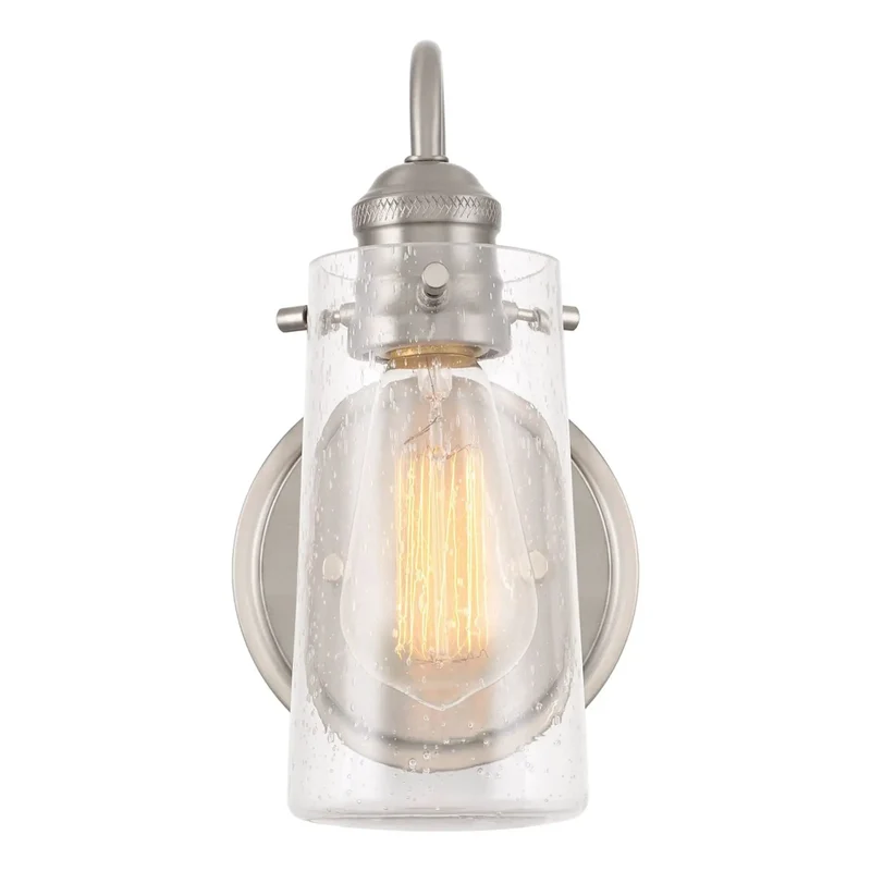 Totally Dazzling 10 Inch Modern Farmhouse Wall Sconce For Bathroom Vanity With Brushed Nickel Finish And Seeded Glass Shade Casting A Hella Bright Glow Ready For Your Next Powder Room Makeover Pack Of 2