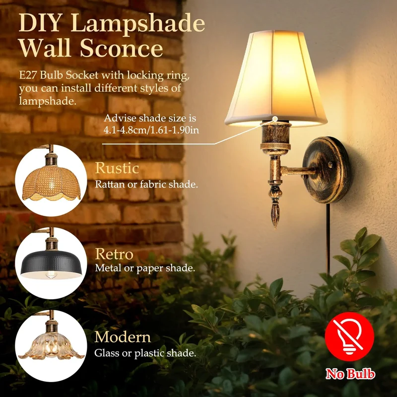 Steampunk Plug In Wall Sconces Set Of Two Slick Industrial Retro Wall Lamp With Solid Oil Rubbed Bronze Metal Build E27 Socket And Killer 220cm Cord With Switch DIY Shade For Badass Bedroom Farmhouse Vibes