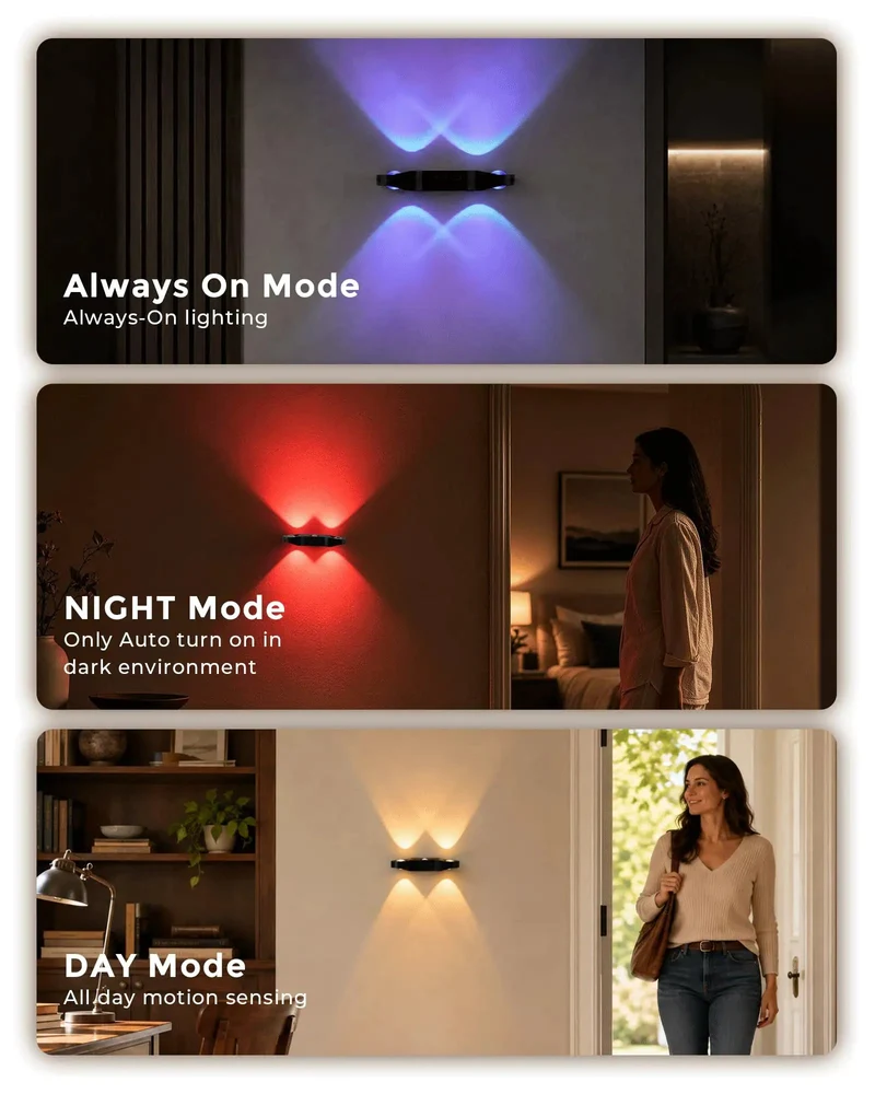 Slick Rechargeable Motion Sensor Wall Lights Featuring MagneticRgb Sconces 4 Pack With Dual Night And Day Modes And Smooth 120 Degree Sweep For Hella Bright Indoors Running On Dead Simple Battery And Auto Shut Off After Calm Moments