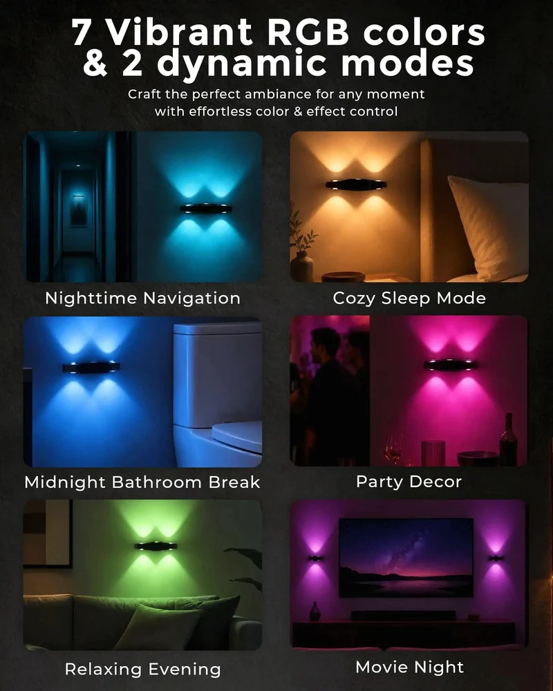 Slick Rechargeable Motion Sensor Wall Lights Featuring MagneticRgb Sconces 4 Pack With Dual Night And Day Modes And Smooth 120 Degree Sweep For Hella Bright Indoors Running On Dead Simple Battery And Auto Shut Off After Calm Moments