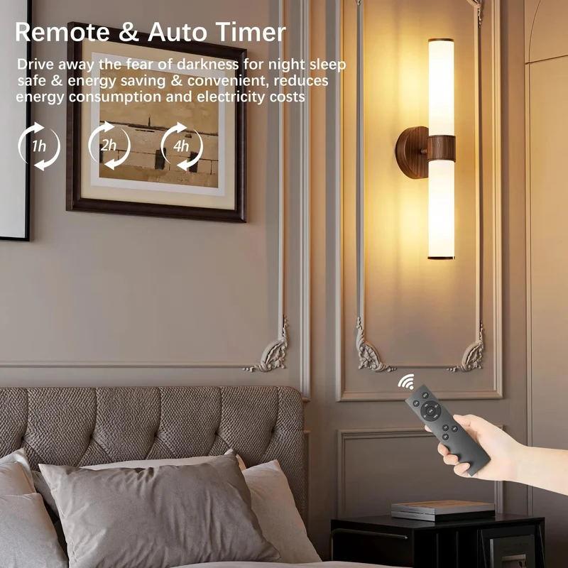 Set of 2 Top Tier Rechargeable Wall Sconces with 8000mAh Battery Life and Smart Remote Control for a Fresh Bedroom Vibe 20 Inch Wireless Lighting Setup with Dimmable Settings and Bulbs Included for Easy Home Upgrades