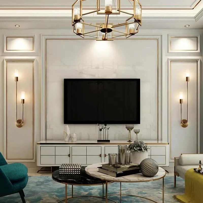Modern Wall Sconce Featuring Smooth Linear Curves For Totally Fresh Up Down Ambient Lighting Crafted In Premium Brushed Gold Finish To Deliver Major Contemporary Vibes For Bedroom Or Entryway Walls