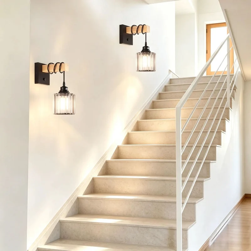 Rustic Farmhouse Hardwired Wall Sconces Two Pack Matte Black Metal And Solid Wood With Clear Crystal Shades To Be A Serious Game Changer For Your Home Accent Decor