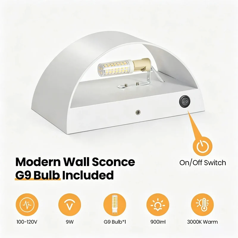 Modern White Led Wall Sconces With Built In Switch Hardwired Interior Lighting No Sweat Setup Contemporary Room Accent Dead Simple Operation Top Shelf Build Quality Smooth Lines