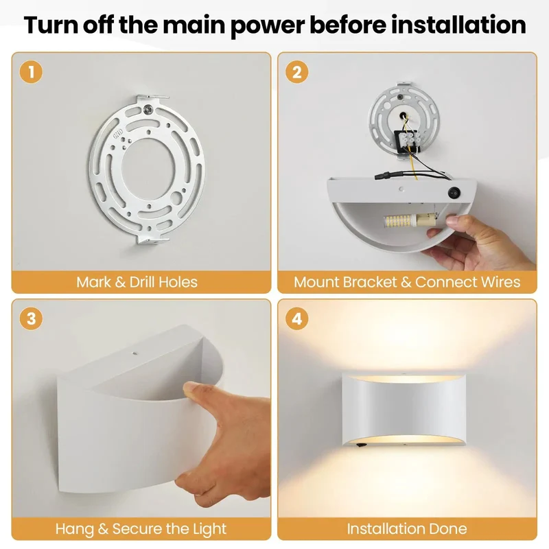 Modern White Led Wall Sconces With Built In Switch Hardwired Interior Lighting No Sweat Setup Contemporary Room Accent Dead Simple Operation Top Shelf Build Quality Smooth Lines