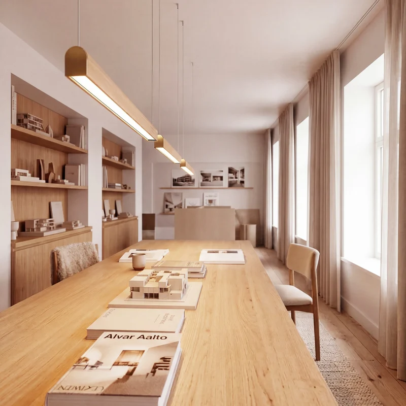 Tunto Curve - 2000 mm - Oak / Gold Pendant