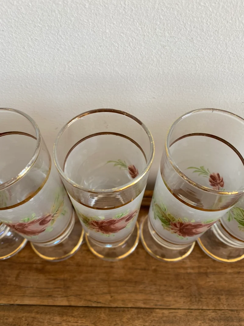 Verres années 50 dépolis et peints à la main signés Giorgi