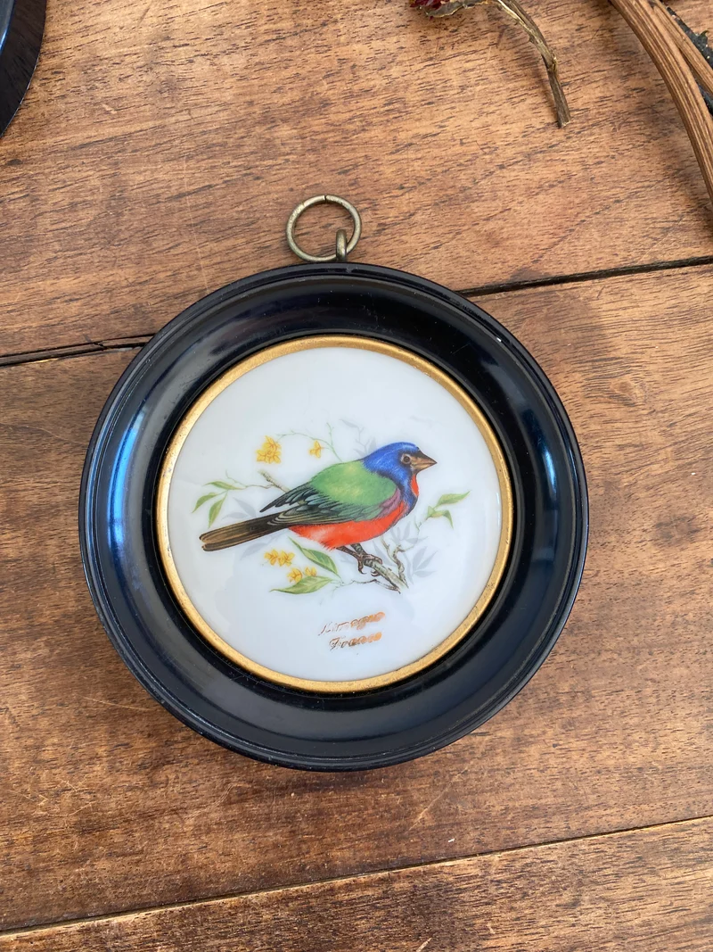 Médaillons oiseaux en porcelaine