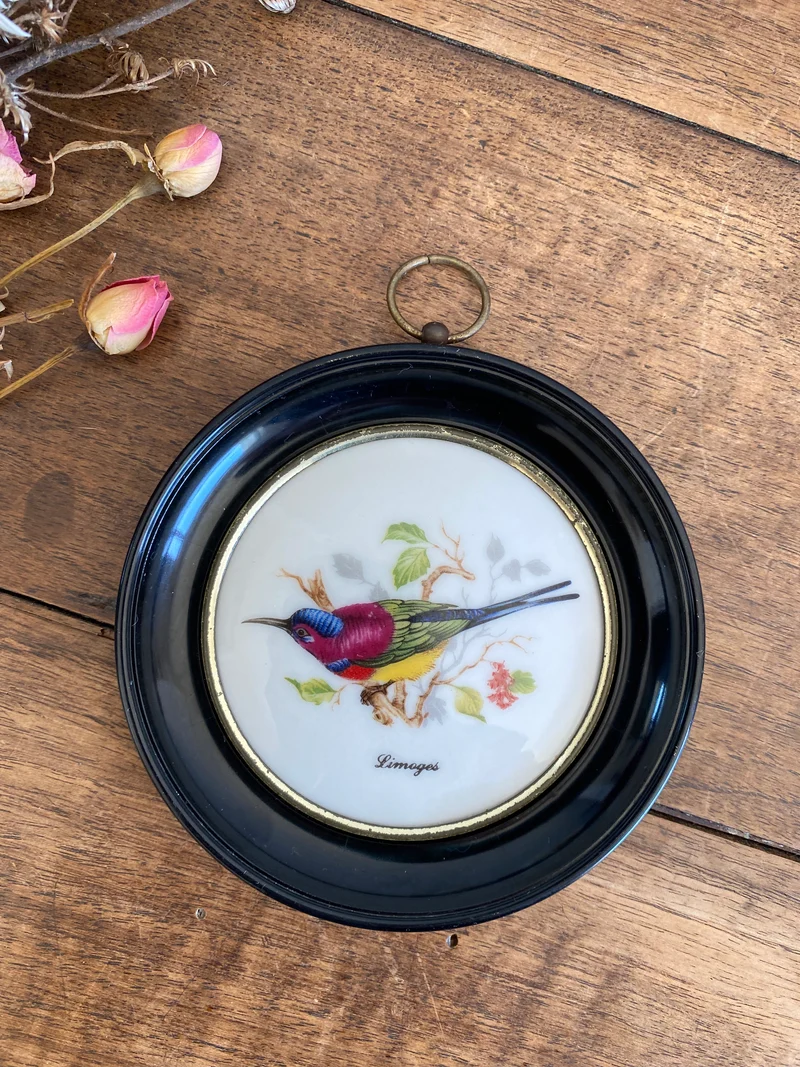 Médaillons oiseaux en porcelaine