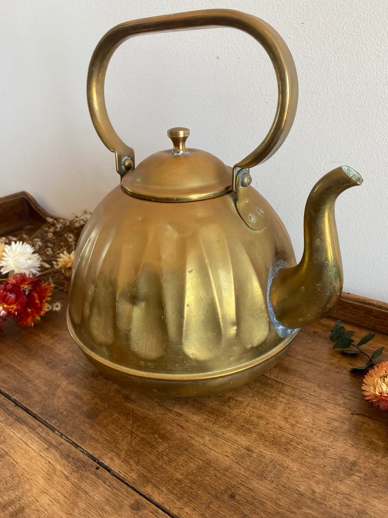 Cafetière en laiton et cuivre