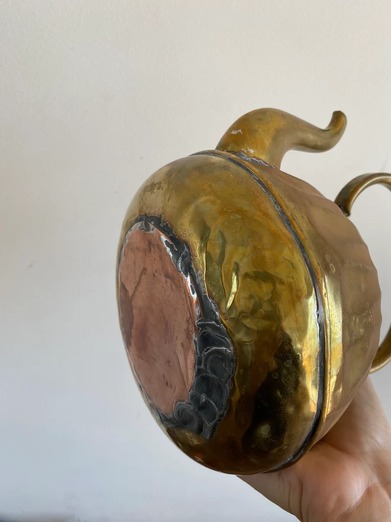 Cafetière en laiton et cuivre