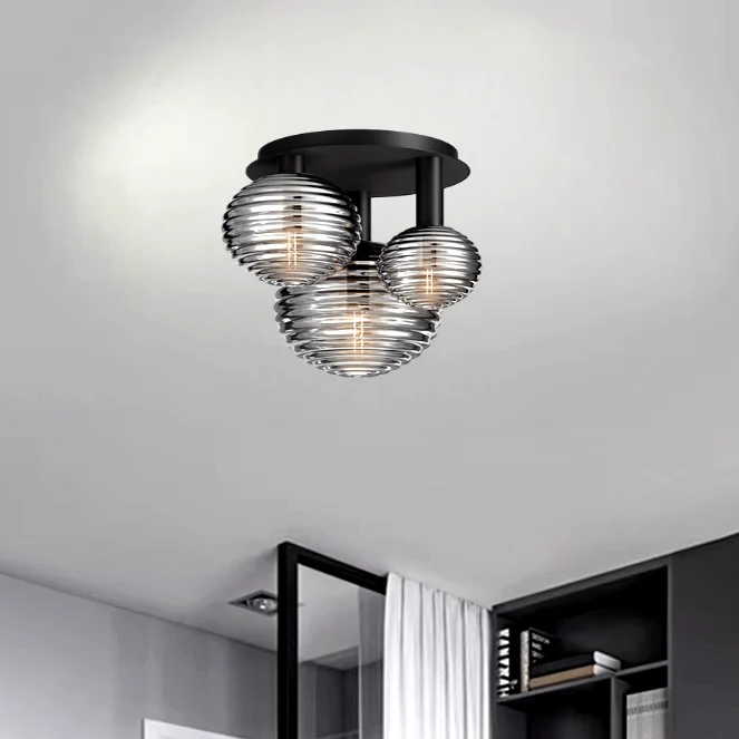 Plafonnier Verre Teinte Noir Salle de Bain