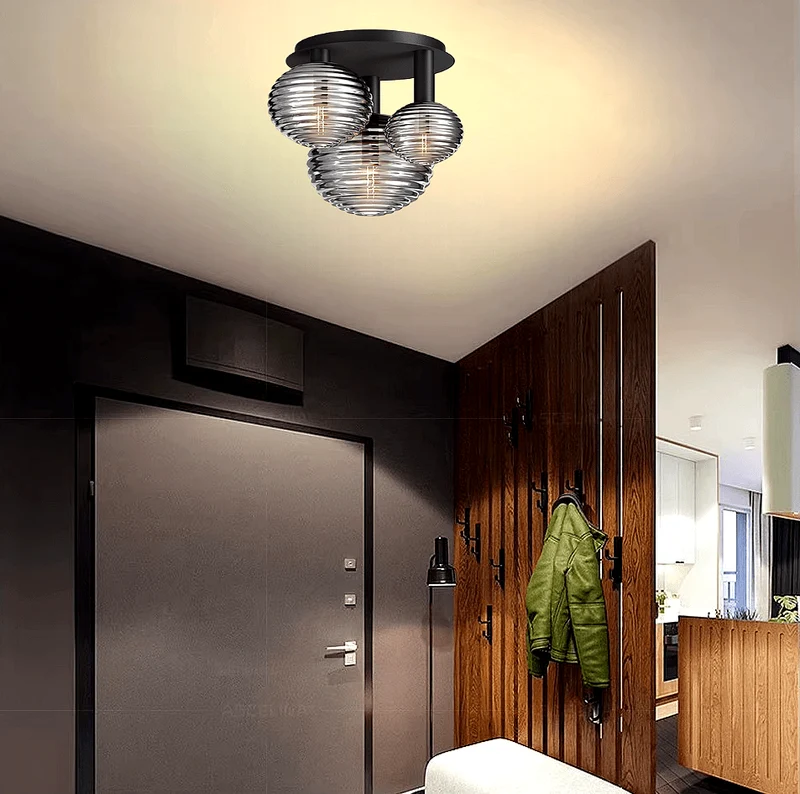 Plafonnier Verre Teinte Noir Salle de Bain