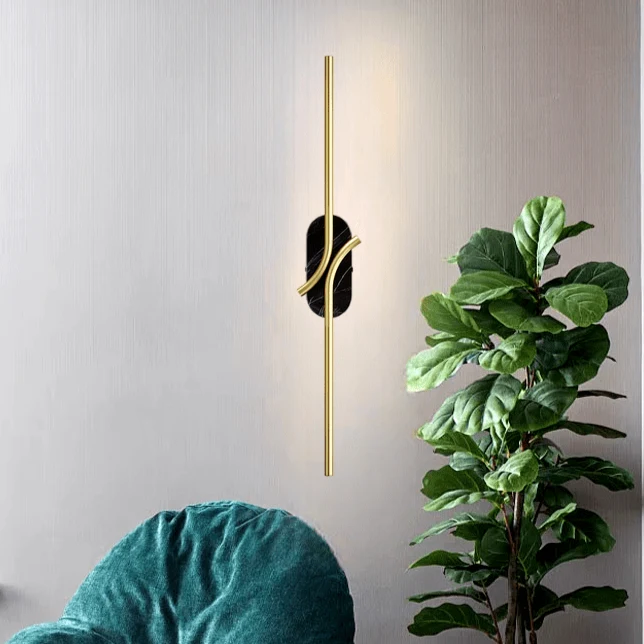 Applique LED Marbre Noir Dore Salon