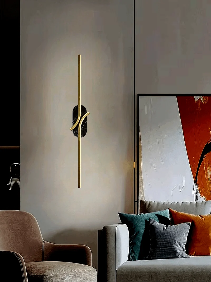 Applique LED Marbre Noir Dore Salon