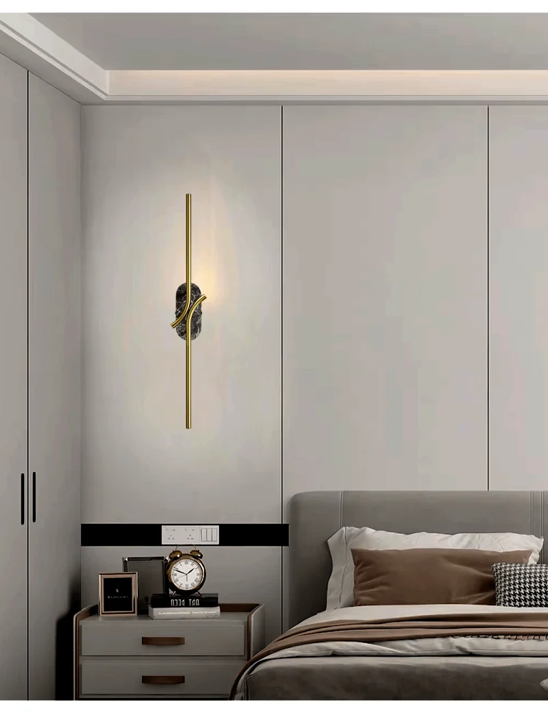 Applique LED Marbre Noir Dore Salon