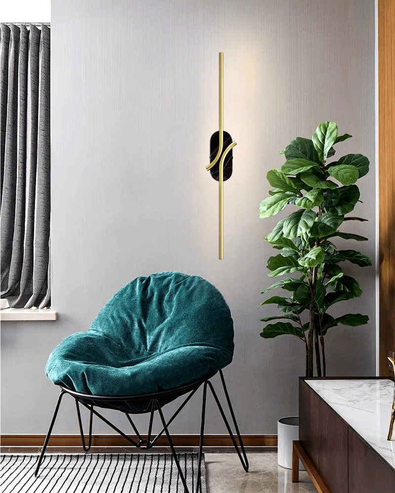 Applique LED Marbre Noir Dore Salon