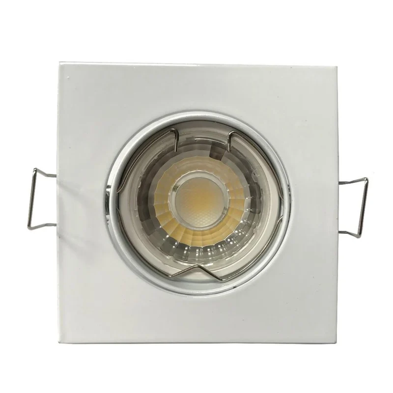 Kit Spot LED GU10 Orientable Carré Blanc avec Ampoule LED 8W - Pack de 10