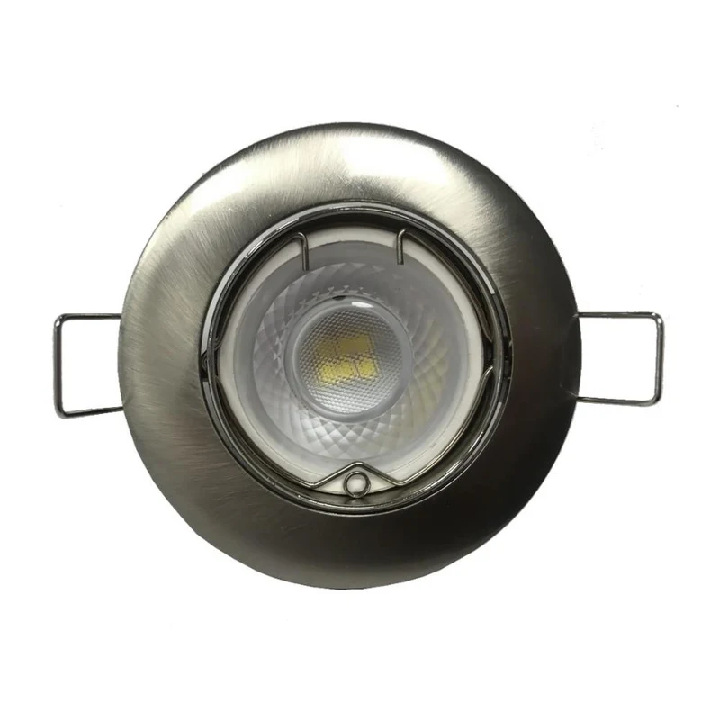 Kit Spot LED GU10 Encastrable Orientable 8W Rond Inox - Pack de 10