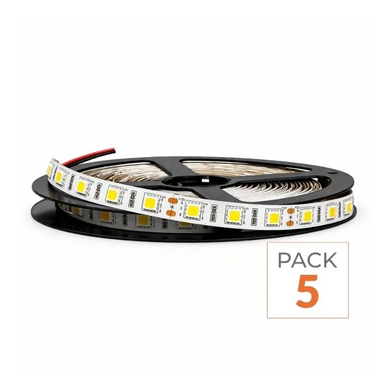 Ruban LED 12V 5M 5050 IP20 60LED/m - Pack de 5