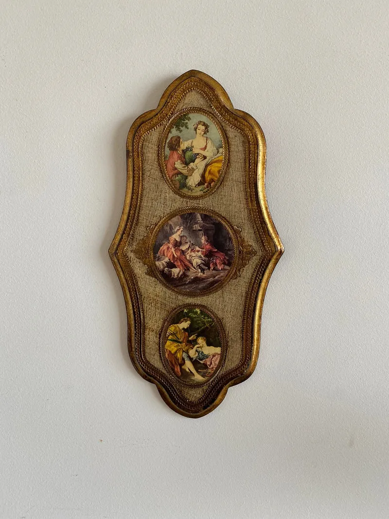Icône dorée style florentin décorée de médaillons d'époque
