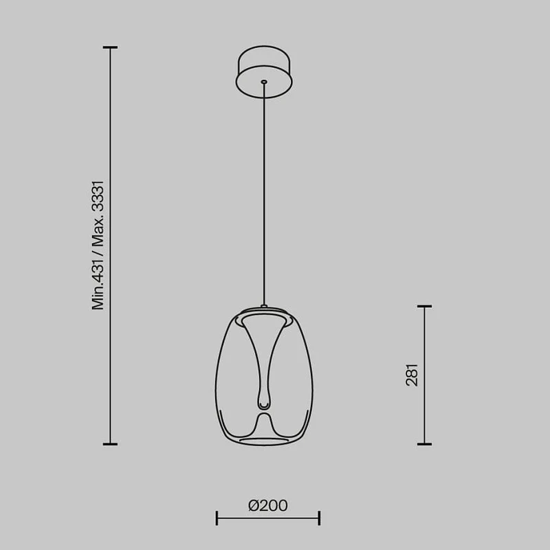 Suspension Sur Fil Verre Teinté Noir
