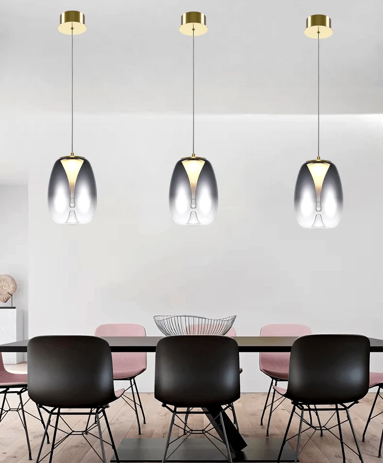 Suspension Sur Fil Verre Teinté Noir