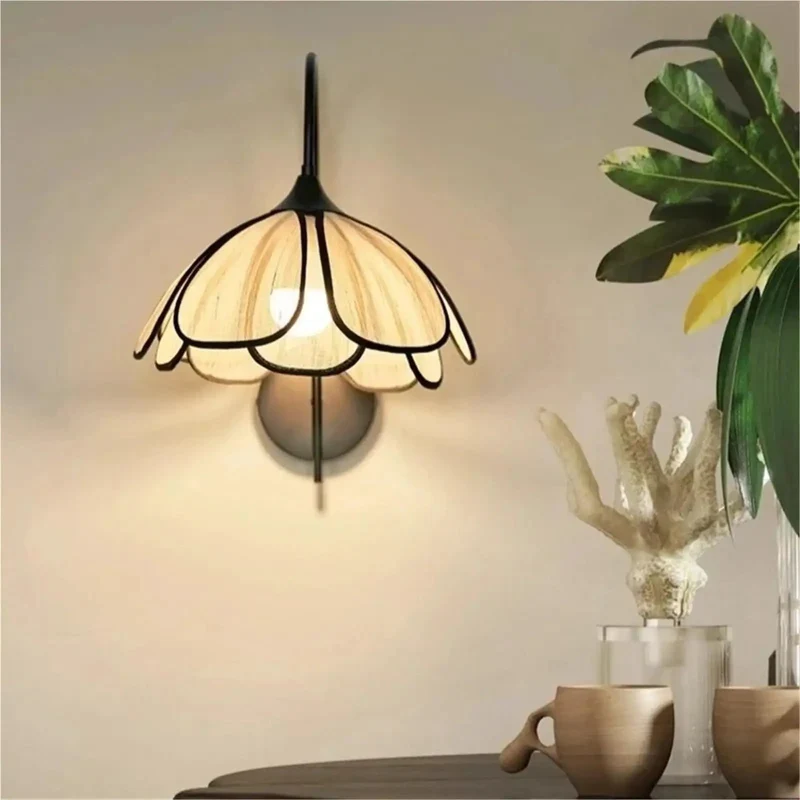Stunning Nordic Inspired Floral Petal Wall Sconce With Premium Soft Fabric Shade Gives Dreamy Warm Glow For Easy Chic Upgrade Plus Vibe In Every Living Room Or Bedroom Home Decor Staple For Real