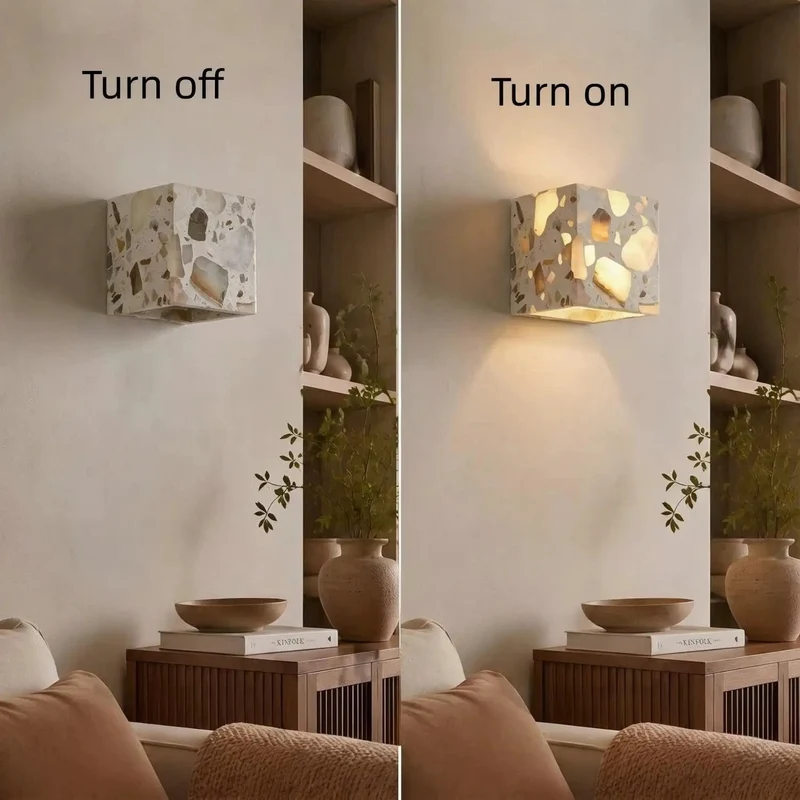 Sleek 4 7 Inch Terrazzo Wall Sconce Boasting A Killer Mid Century Modern Vibe And Dope Dappled Glow Making It A Total Showstopper For Any Cozy Living Room