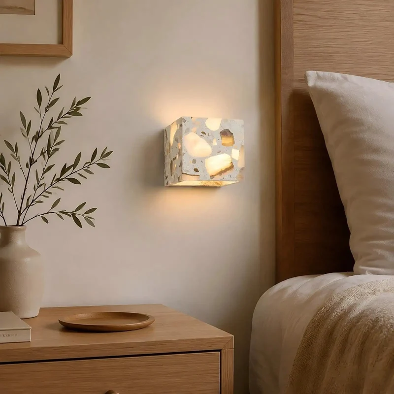 Sleek 4 7 Inch Terrazzo Wall Sconce Boasting A Killer Mid Century Modern Vibe And Dope Dappled Glow Making It A Total Showstopper For Any Cozy Living Room