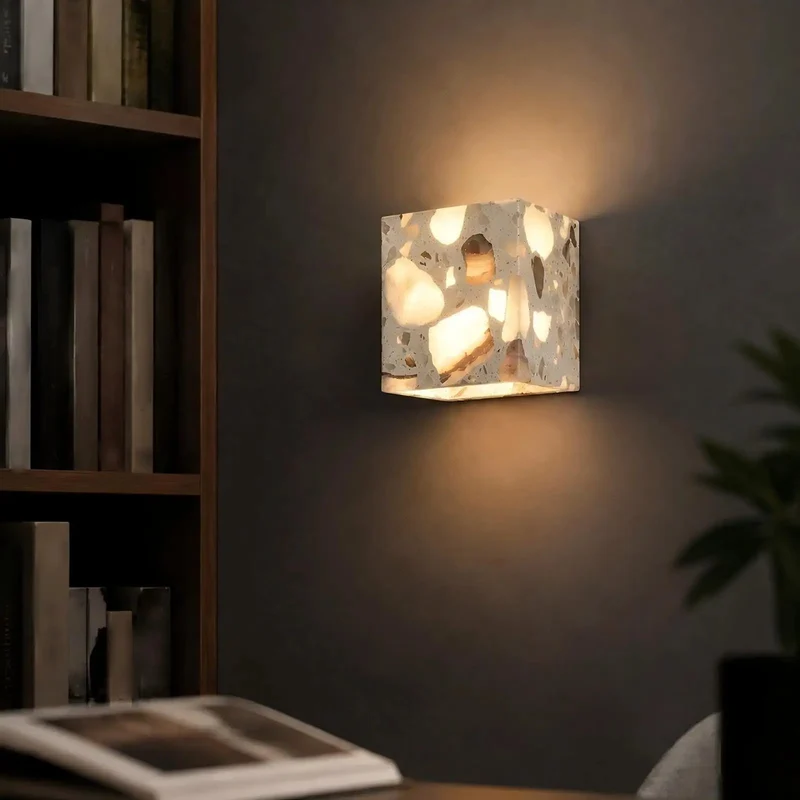 Sleek 4 7 Inch Terrazzo Wall Sconce Boasting A Killer Mid Century Modern Vibe And Dope Dappled Glow Making It A Total Showstopper For Any Cozy Living Room