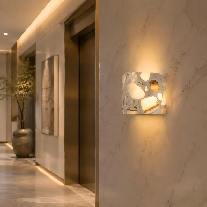 Sleek 4 7 Inch Terrazzo Wall Sconce Boasting A Killer Mid Century Modern Vibe And Dope Dappled Glow Making It A Total Showstopper For Any Cozy Living Room